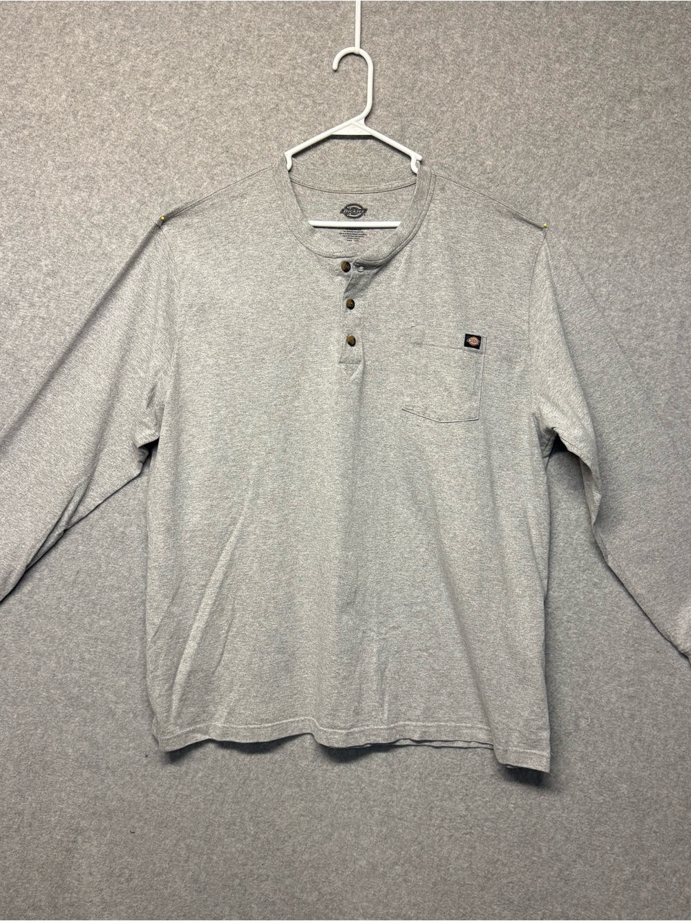 Dickies Mens 3XLT Big & Tall Gray Long Sleeve Henley Pocket T-Shirt